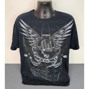 Classic Teaze Men's Rock & Roll Blues Jazz Graphic Cotton T-Shirt Black Size XL
